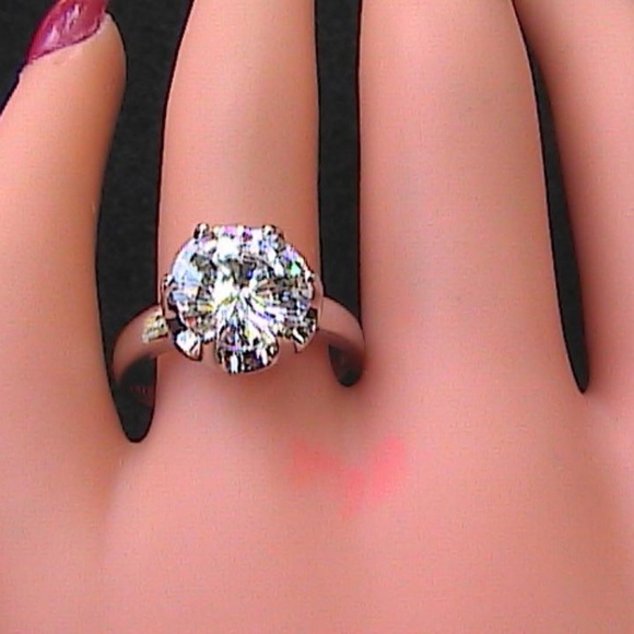 14k White Gold Filled Engagement Ring (#60) - Picture 2 of 8